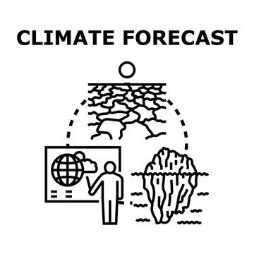 Climate forecast predicting global warming and environmental changes Stock Illustration