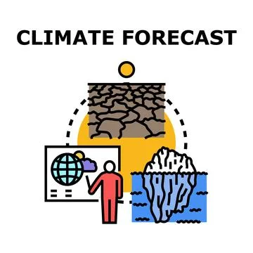 Climate forecast predicting global warming and environmental changes Stock Illustration