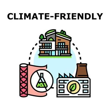 Climate friendly concept developing sustainable ecological living Stock Illustration