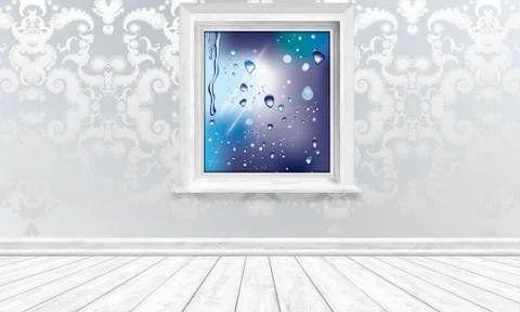 Climate friendly window in bright interior Illustrazione stock