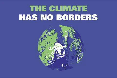 THE CLIMATE HAS NO BORDERS, vector illustration - International climate summi Stock Illustration