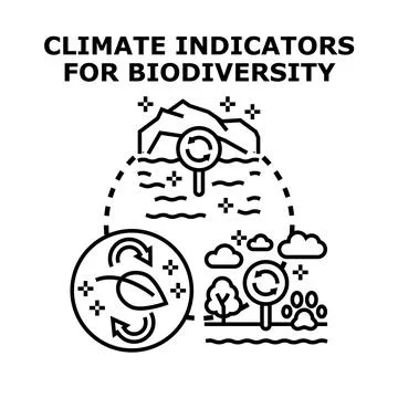 Climate indicators and biodiversity ecosystem monitoring Stock Illustration
