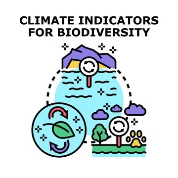 Climate indicators and biodiversity ecosystem monitoring Stock Illustration