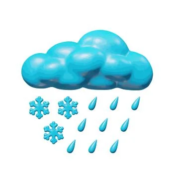 Climate isolated design of 3d sleet cloud figure Stock Illustration