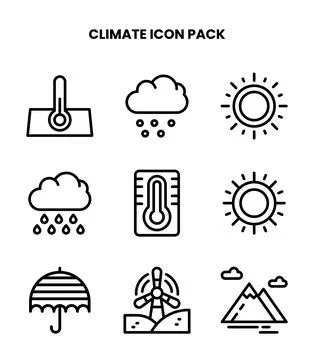 Climate Line Graphics Icons Pack Illustrazione stock