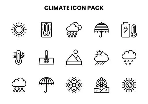 Climate Line Icons Pack Stock Illustration