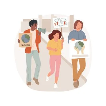 Climate march isolated cartoon vector illustration. Ilustración de archivo