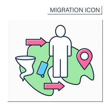 Climate migration color icon Stock Illustration