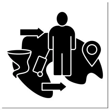 Climate migration glyph icon Stock Illustration