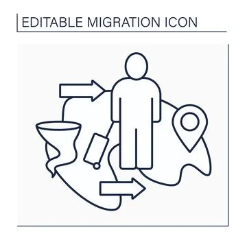 Climate migration line icon Stock Illustration