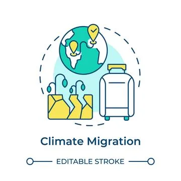 Climate migration multi color concept icon Stock Illustration