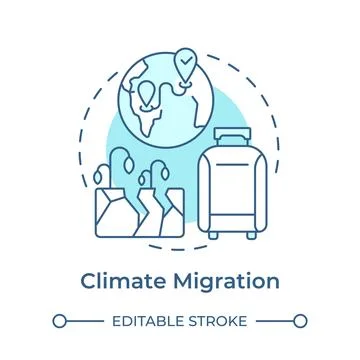 Climate migration soft blue concept icon Stock Illustration