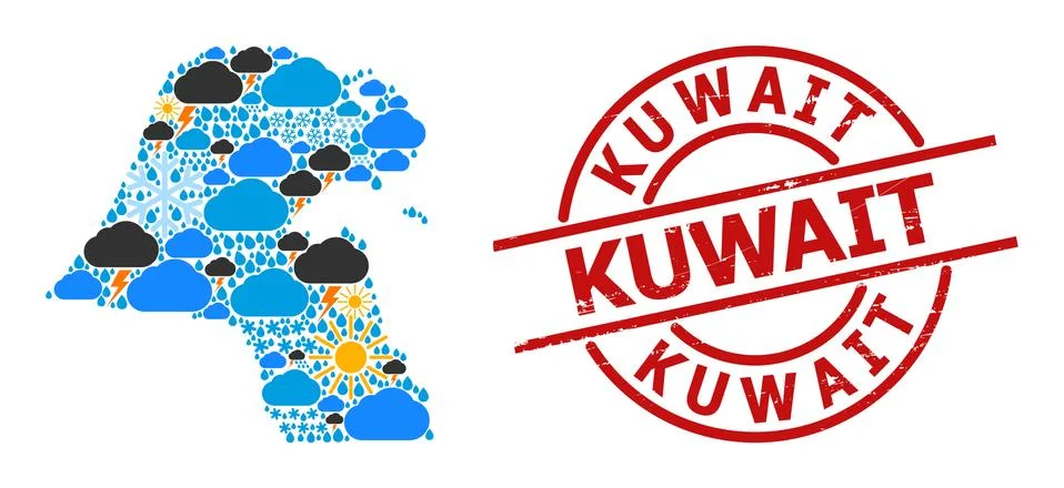 Climate Pattern Map of Kuwait and Rubber Stamp Seal Stockillustratie