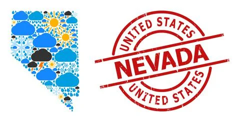 Climate Pattern Map of Nevada State and Grunge Stamp Stockillustratie