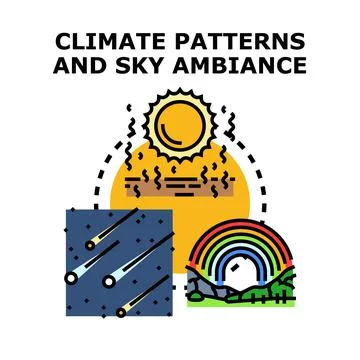 Climate patterns and sky ambiance vector concept illustration Illustrazione stock