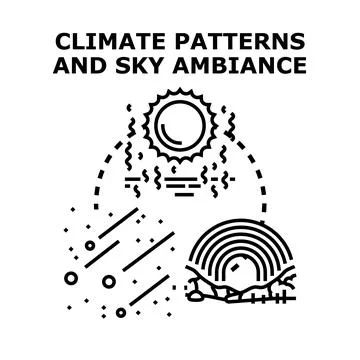 Climate patterns and sky ambiance vector concept illustration Illustrazione stock