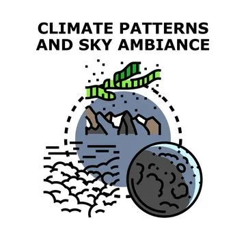 Climate patterns with sky ambiance and celestial body 库存插图