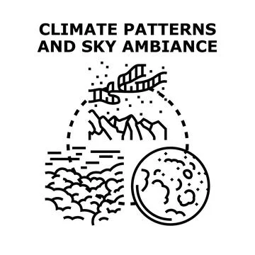 Climate patterns with sky ambiance and celestial body Stock Illustration