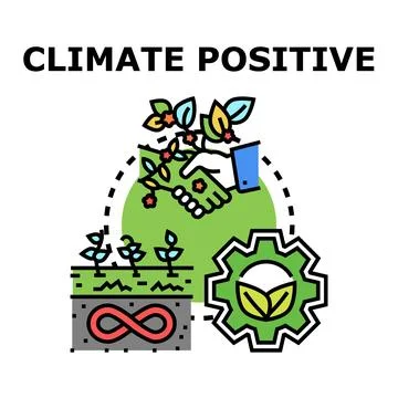 Climate positive ecosystem developing sustainable green economy Illustrazione stock