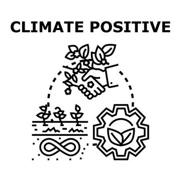 Climate positive ecosystem developing sustainable green economy Illustrazione stock