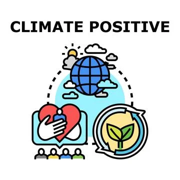 Climate positive future creating sustainable environment vector Иллюстрация