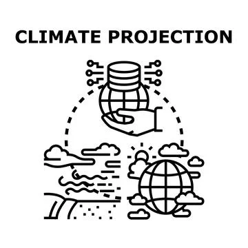 Climate projection concept illustrating forecasting weather changes Stock Illustration