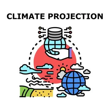 Climate projection concept illustrating forecasting weather changes Stock Illustration