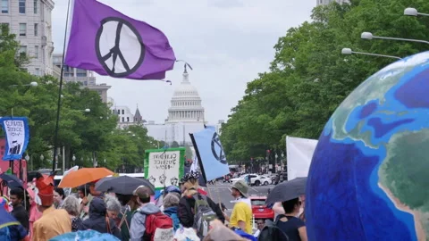 Climate Protest in front on US Government Capitol Video stock 242039173