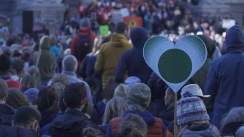 Climate Protest Heart Sing in the Crowd Stock Footage 139249531