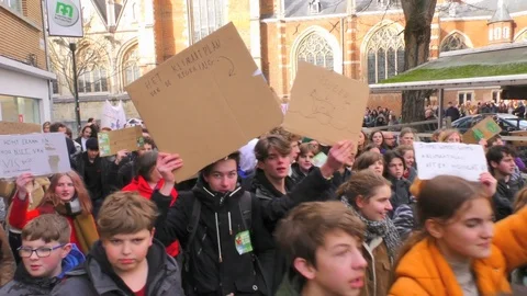 Climate protests in Belgium Stock Footage 102550782