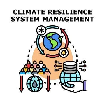Climate resilience system management adapting to global change Stock Illustration