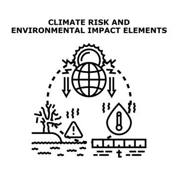 Climate risk and environmental impact elements concept 스톡 일러스트