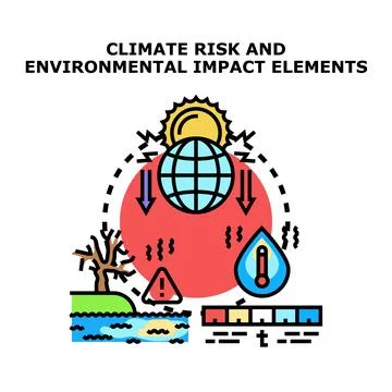 Climate risk and environmental impact elements concept Stock-Illustration