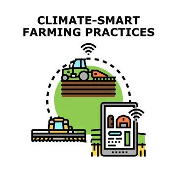 Climate smart farming practices using digital agriculture technology Stock Illustration