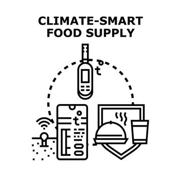 Climate smart food supply system ensuring sustainable agriculture Stock Illustration