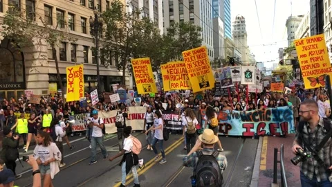 The Climate Strike Rally and March in downtown San Francisco Stock Footage 133448929