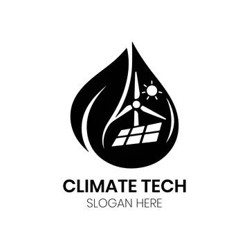 Climate Tech Logo Design Featuring Water Drop and Eco Elements Stock Illustration