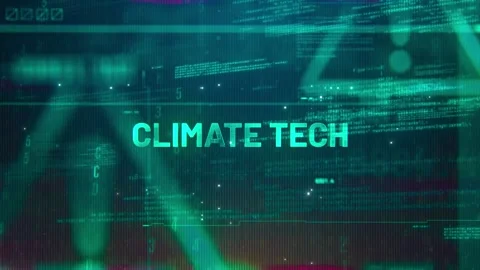 Climate Tech Word on High Technology Futuristic Background Stock Footage 341304526