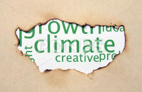 Climate text on paper hole Stock Photos