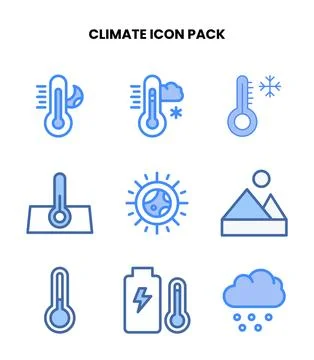 Climate Two Colour Graphics Icons Pack Stock Illustration