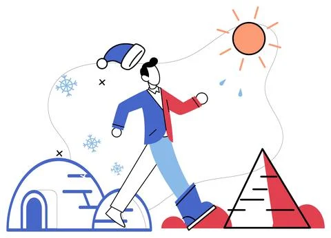 Climate warming. Global warming, relentless adversary, tests resilience our Stock Illustration