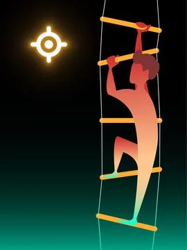 Climb the ladder. Vector composition in gradient style Stock Illustration
