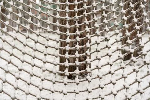 Climb net rope close up background and textures Stock Photos
