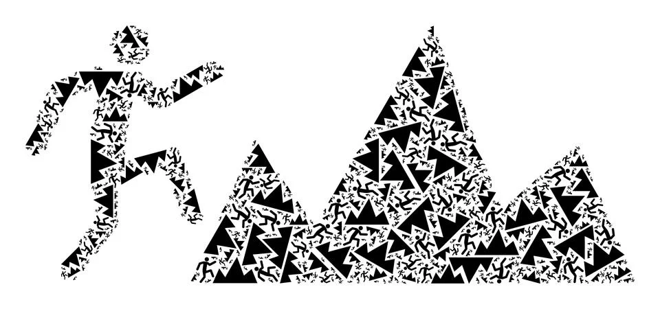 Climb Rocks Recursive Icon Collage of Self Icons Illustrazione stock
