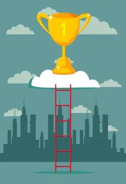 Climb to trophy over clouds. Stock Illustration