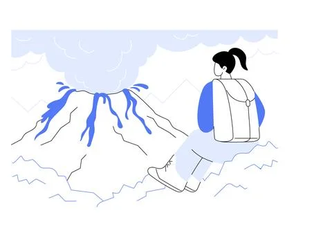 Climb a volcano isolated cartoon vector illustrations. Stock Illustration