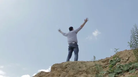 Climbed to the top. Win. Success. Freedom. Success Video stock 79028476