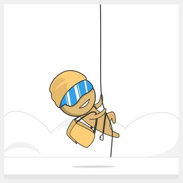 A climber is ascending a rope. Stock Illustration
