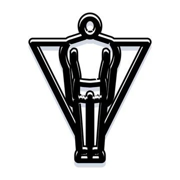 Climber avatar standing inside inverted triangle icon Illustrazione stock