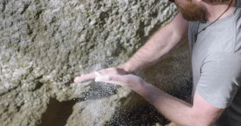 Climber Chalks Hands 4K Stock Footage 50918676